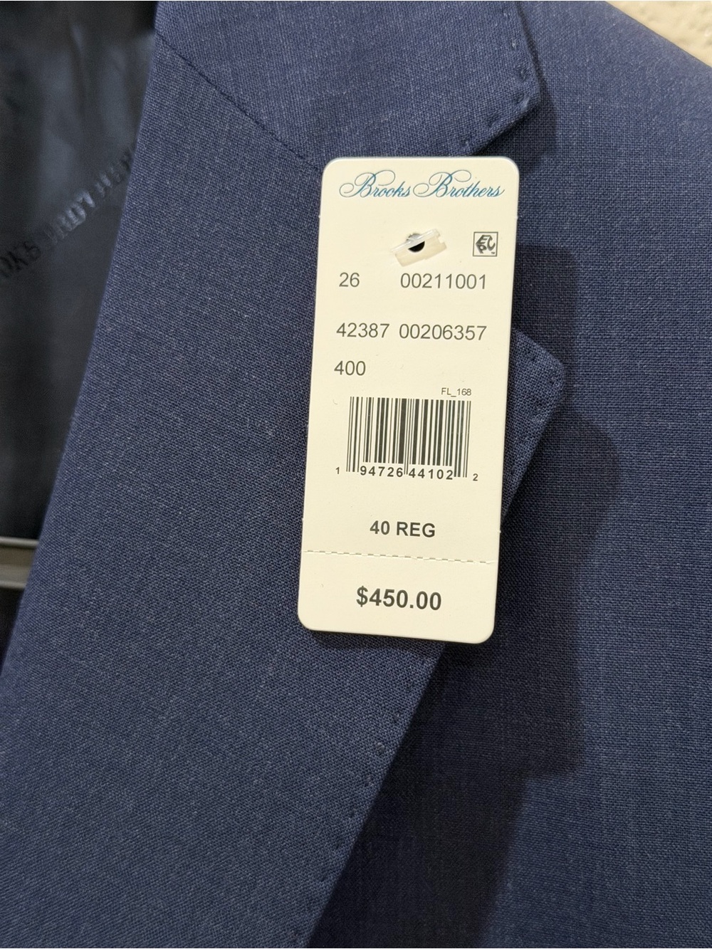 Brooks Brothers Men's Blue Blazer 40R Single-Breasted 2-Button Notch